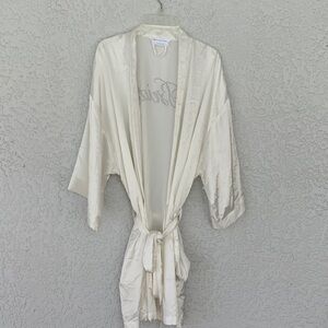 Victoria's Secret Cream/white Satin BRIDE robe with pockets